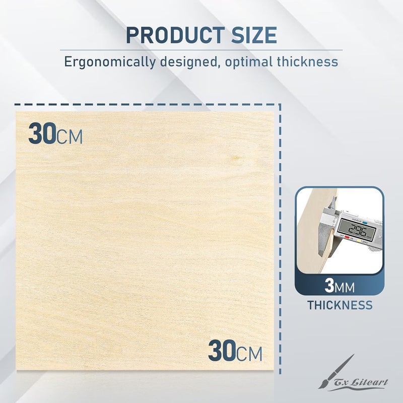 TX liteart Baltic Birch Plywood - 1/8 Inch Thickness - 12" x 12" Square Wood Sheets for Laser Cutting, CNC Cutting and Crafts - Pack of 10 - Image 2